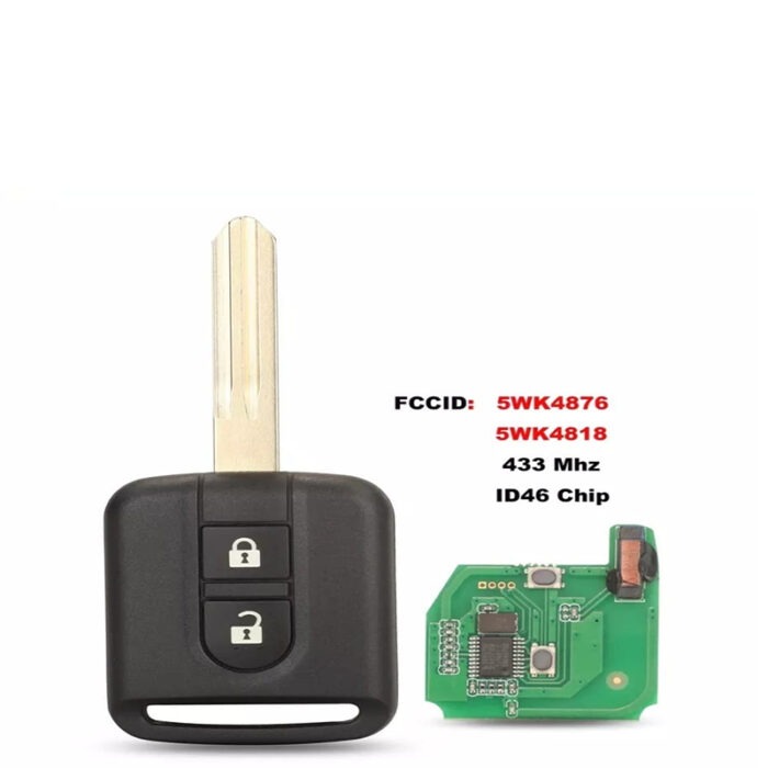 Télécommande universelle 2 Boutons pour Nissan Qashqai Micra Navara 2010-2014 /433 MHz ID46 - carmatech