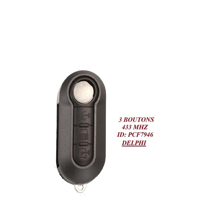 Télécommande Universelle 3 Boutons Pour Fiat Doblo Flip , 433Mhz, transpondeur PCF7946A/ID46 DELPHI - carmatech