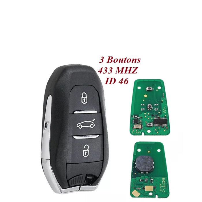 Télécommande universelle 3 Boutons pour Peugeot et Citroën , 433Mhz , transpondeur PCF7946 - carmatech