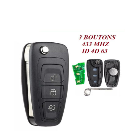Télécommande universelle 3 Boutons pour Ford Focus 2006 , 433Mhz , transpondeur ( 4D63+ ) il est possible de changer a ( 4D83+) - carmatech
