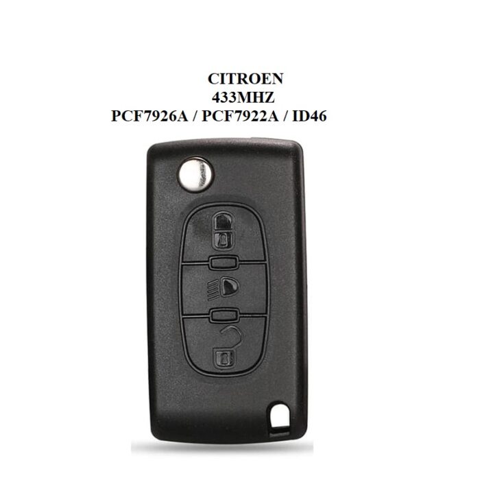 Télécommande universelle 3 Boutons Pour CITROEN, 433MHZ , transpondeur PCF7946 (PHARE)/ASK - carmatech
