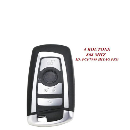 Télécommande universelle 4 Boutons Pour BMW CAS4 , 868 Mhz, transpondeur PCF7949 HITAG PRO - carmatech