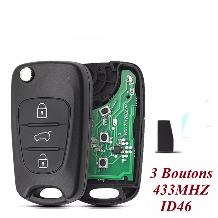 Télécommande universelle 3 boutons Pour Hyundai  IX30 , 433Mhz, ID 46 - carmatech
