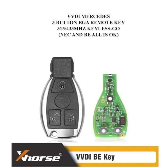 VVDI MERCEDES 3 BUTTON BGA REMOTE KEY 315/433MHZ KEYLESS-GO(NEC AND BE ALL IS OK) - carmatech