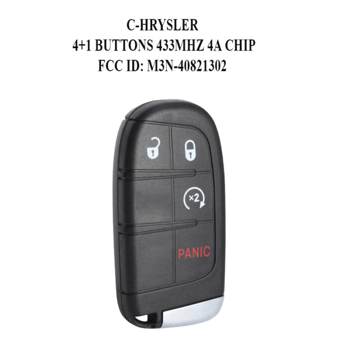 Télécommande à 3 boutons + 1 boutons  , 433 Mhz , Transpondeur PCF7953 / ID46 , Pour C-HRYSLER - carmatech