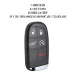 Télécommande à 4 boutons + 1 boutons  , 433 Mhz , Transpondeur PCF7938x / ID4A , Pour C-HRYSLER - carmatech